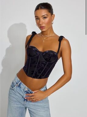 Navy Velvet Corset Top